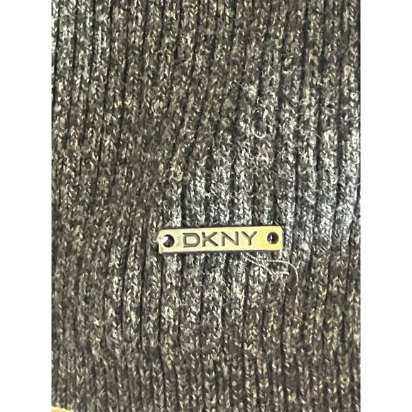 Men’s DKNY Jeans Gray Ribbed Cotton Blend Knit Sweater, 3/4” Zip Sz. Large - Picture 3 of 10